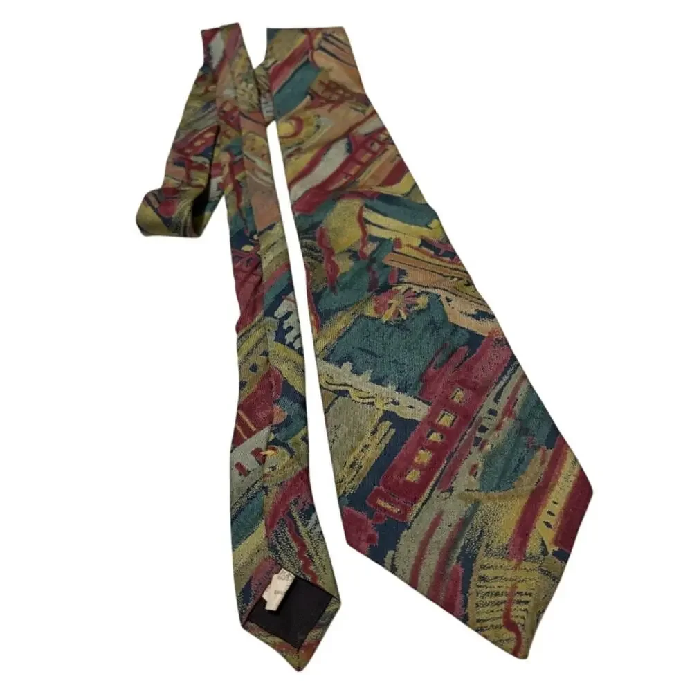 Vintage‎ Oscar de la Renta 100% Silk Abstract Print Tie